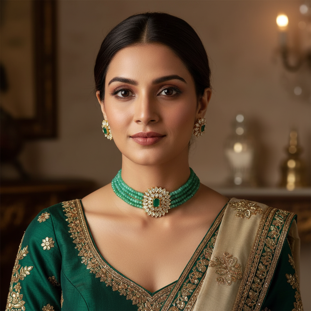 CZ Pendant Beads Choker Lifestyle