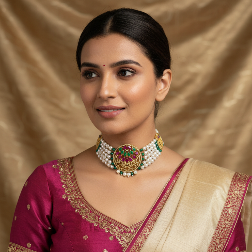 CZ Pendant Beads Choker Lifestyle