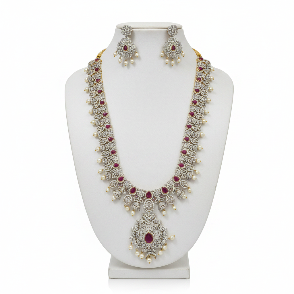 CZ Ruby Bridal Jewelry Set – Mannequin Display