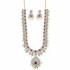 CZ Ruby Bridal Jewelry Set – White Background