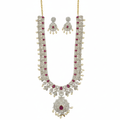 CZ Ruby Bridal Jewelry Set – White Background