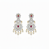CZ Ruby Chandelier Earrings White Background