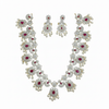CZ Ruby Long Necklace Set White Background