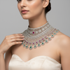 Bridal Detachable Diamond Choker Set with Emerald Accents - Asp Fashion Jewellery