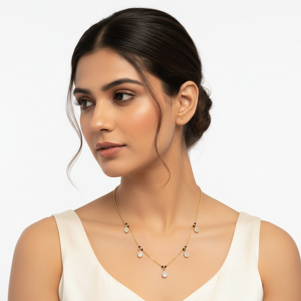  delicate black beads mangalsutra necklace