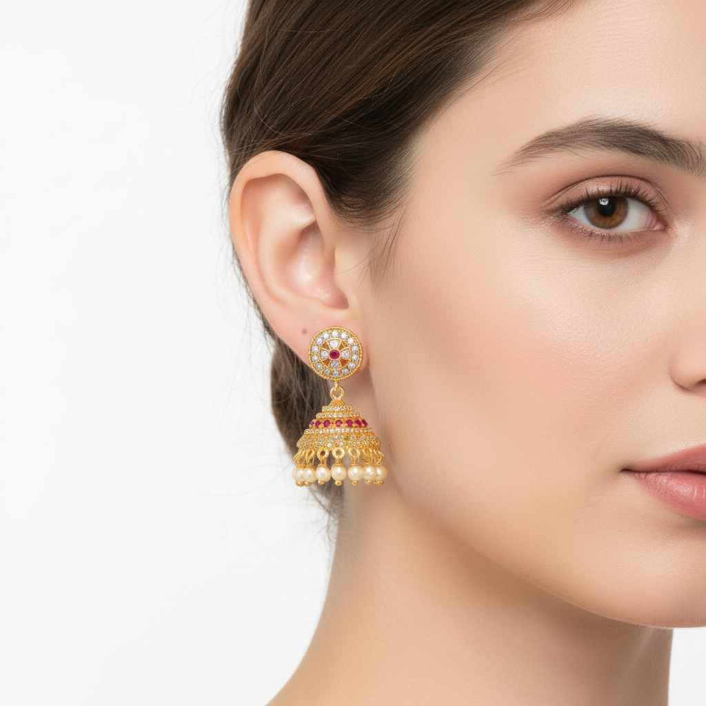 Delicate small dome jhumka