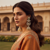 Diamond Chandbali Jhumka Emerald - Lifestyle