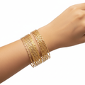 Diamond Cut Gold Bangles Set of 24 Model Wear