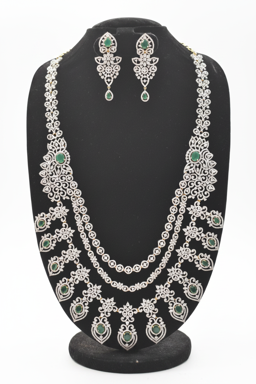Diamond & Emerald Jewelry Set – White Background