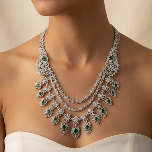 Diamond & Emerald Necklace Lifestyle
