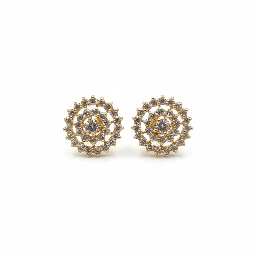 Diamond Flower Studs - White Background