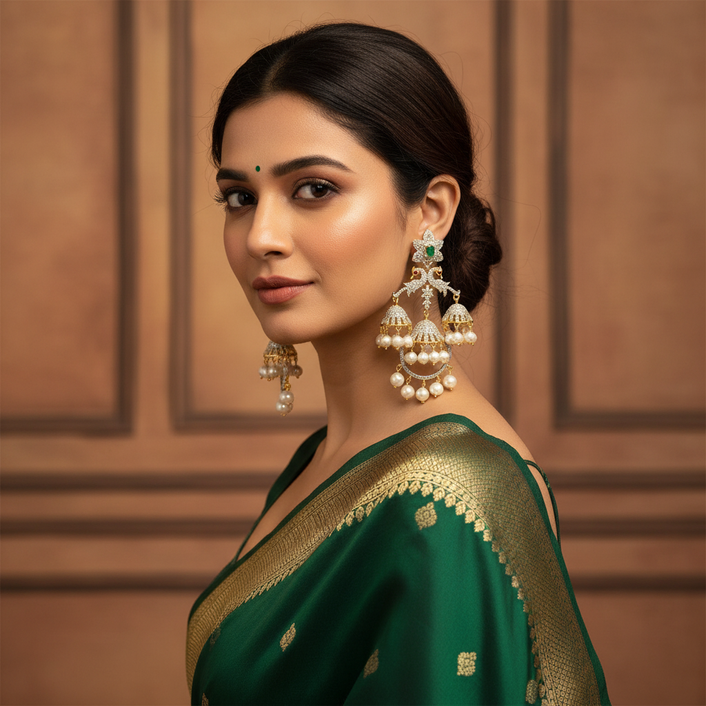 Diamond Pearl Jhumka - Emerald Lifestyle