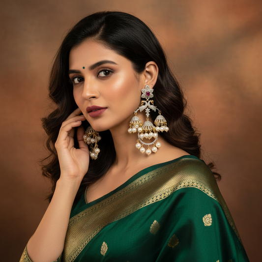 Diamond Pearl Jhumka - Ruby Lifestyle