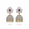 Diamond Ruby Jhumka - White Background