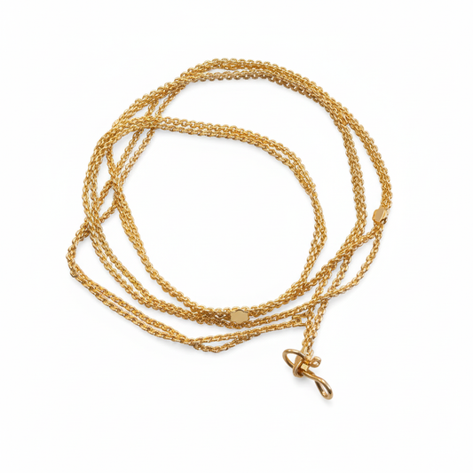 Double Layer Gold Chain Necklace with Bead Accents