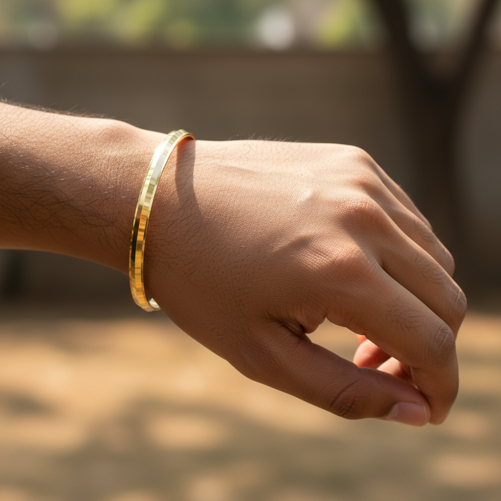 Premium Punjabi Gold Plated Kada for Men - Traditional Indian Bracelet