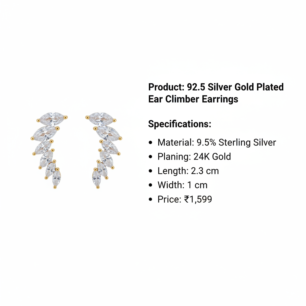 Ear Climber Earrings - With Specifications