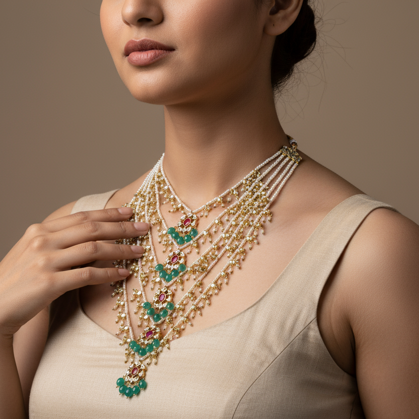 Pearls Satlada Haar - Elegant Seven Layer Necklace | Asp Fashion