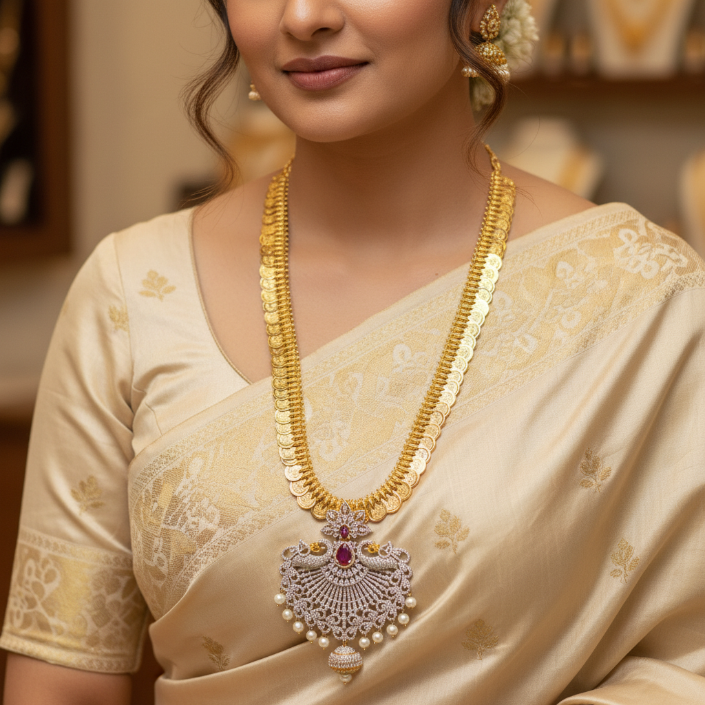 Elegant delicate necklace portrait