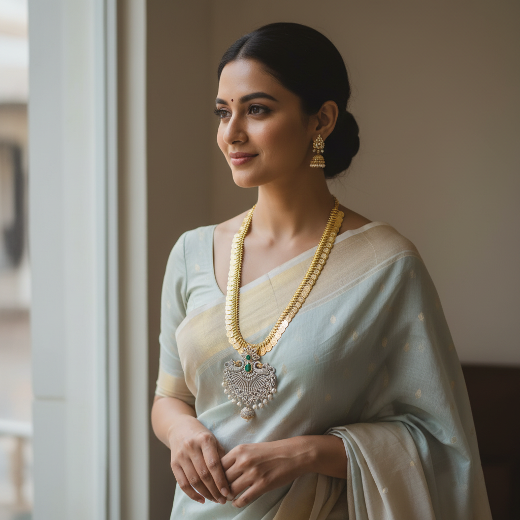 Elegant delicate necklace portrait
