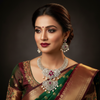 Elegant Model Wearing American Diamond Haram Necklace Set