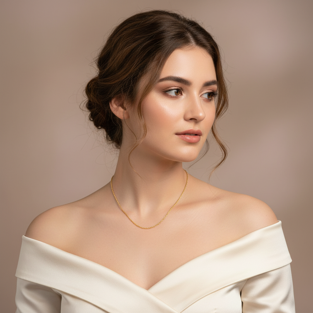Elegant model wearing delicate necklace