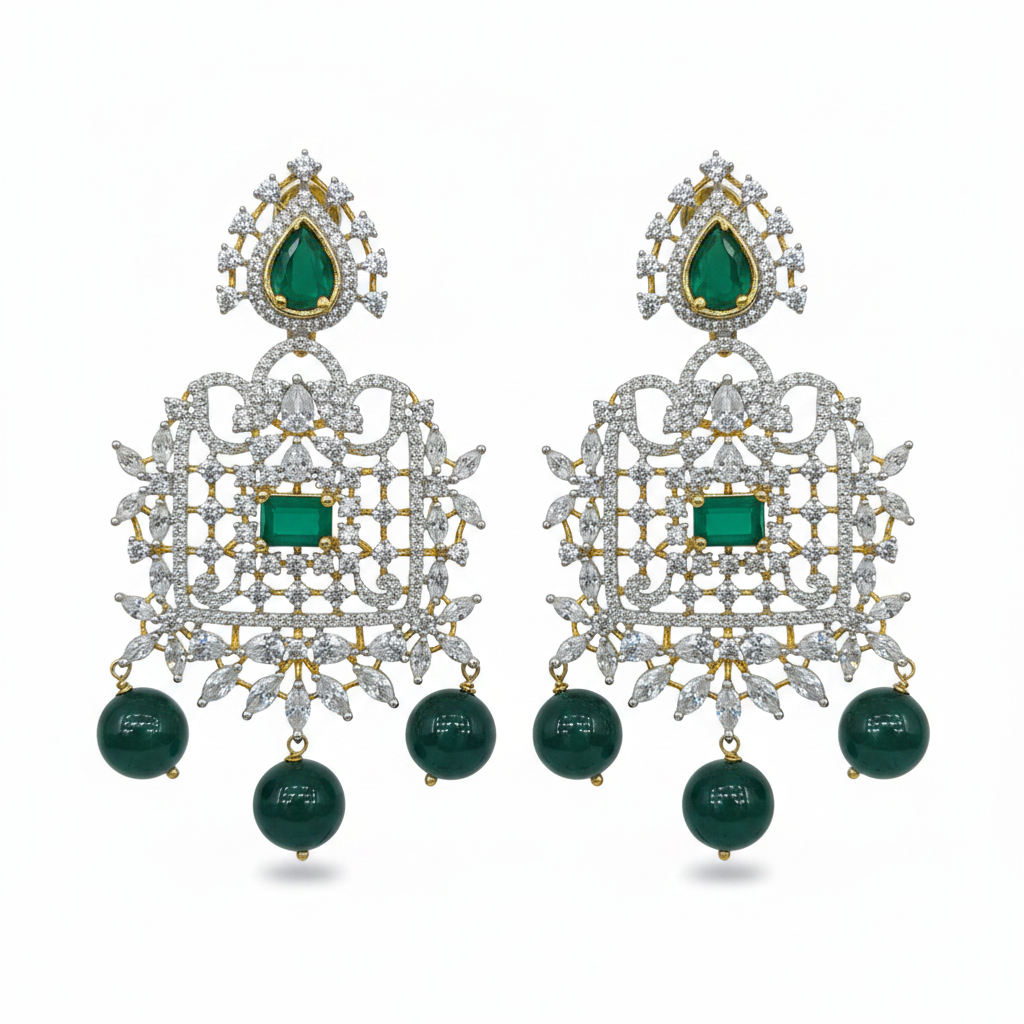 Emerald Earrings White BG