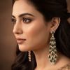 Emerald Green Chandelier Earrings - Model Wear