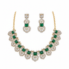 Emerald Green CZ Necklace Set White Background