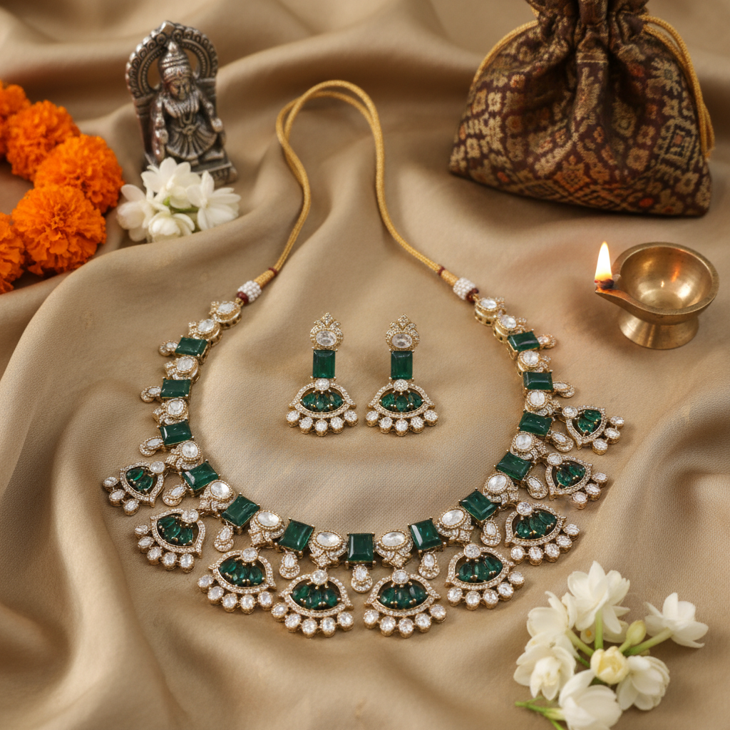 Emerald green gemstone jewelry lifestyle image