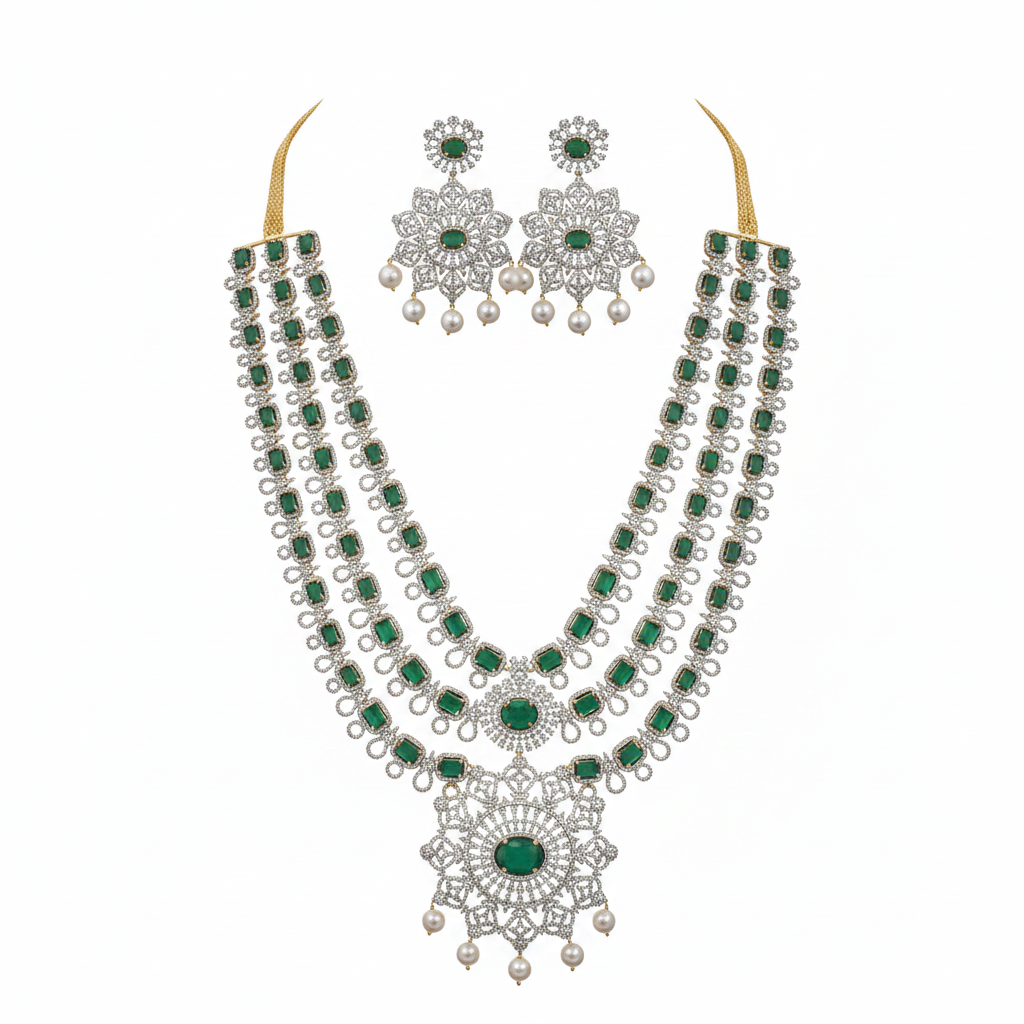 Emerald Green Set White Background