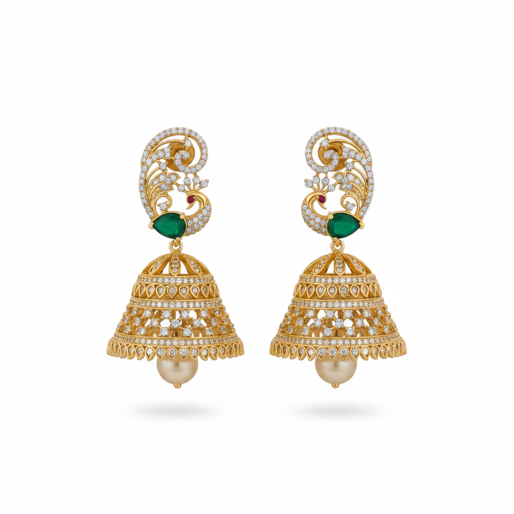 Emerald jhumka flat lay