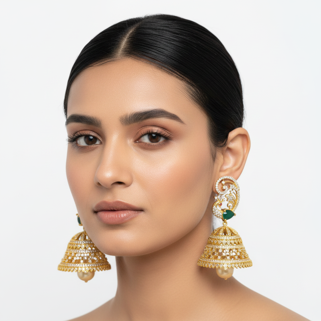 Emerald jhumka model wear