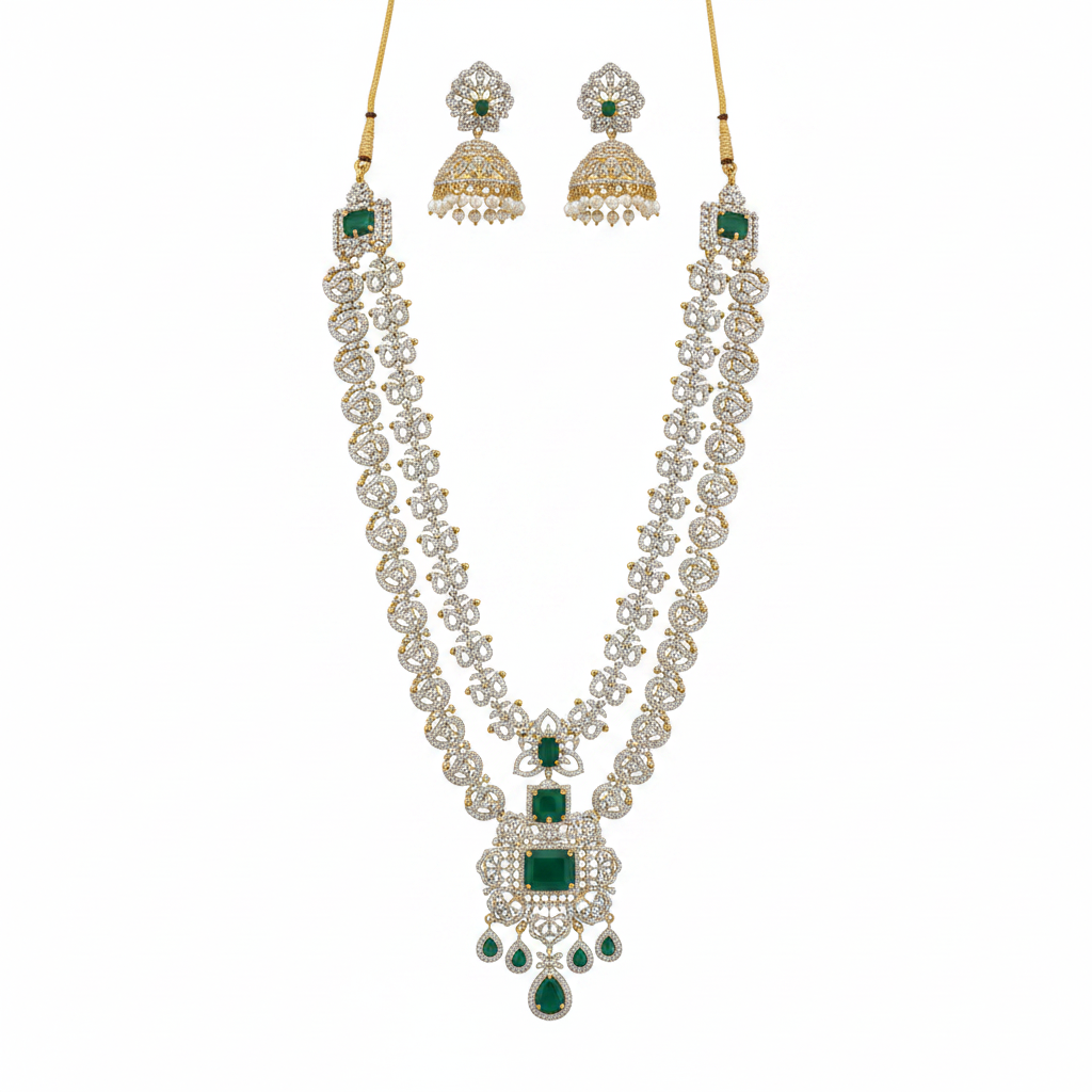 Emerald Necklace Set - White Background