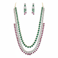Emerald Ruby Necklace Set - White Background