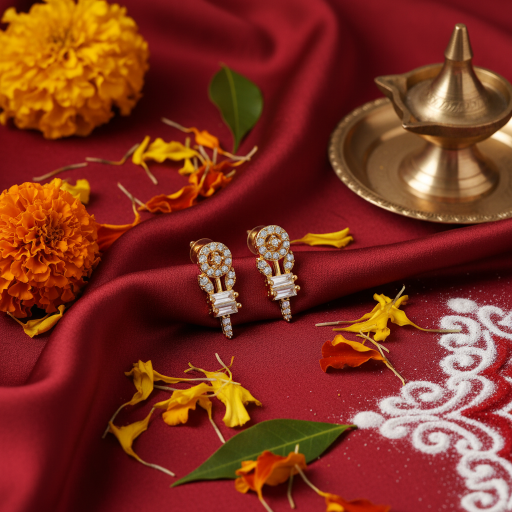 Flat Lay Cultural Context - 24K Gold Plated Halo Crystal Hoop Earrings