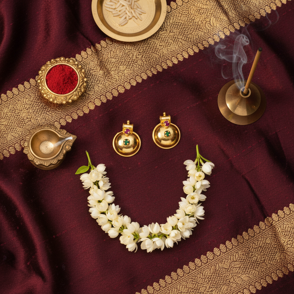 Flat lay cultural context earrings