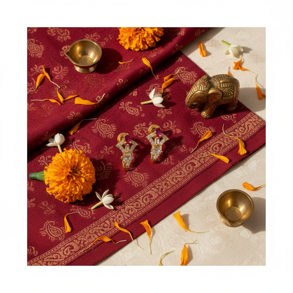 Flat Lay Cultural Context - Temple Jewelry Earrings