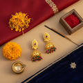 Flat Lay Cultural Context - Temple Jhumka Earrings