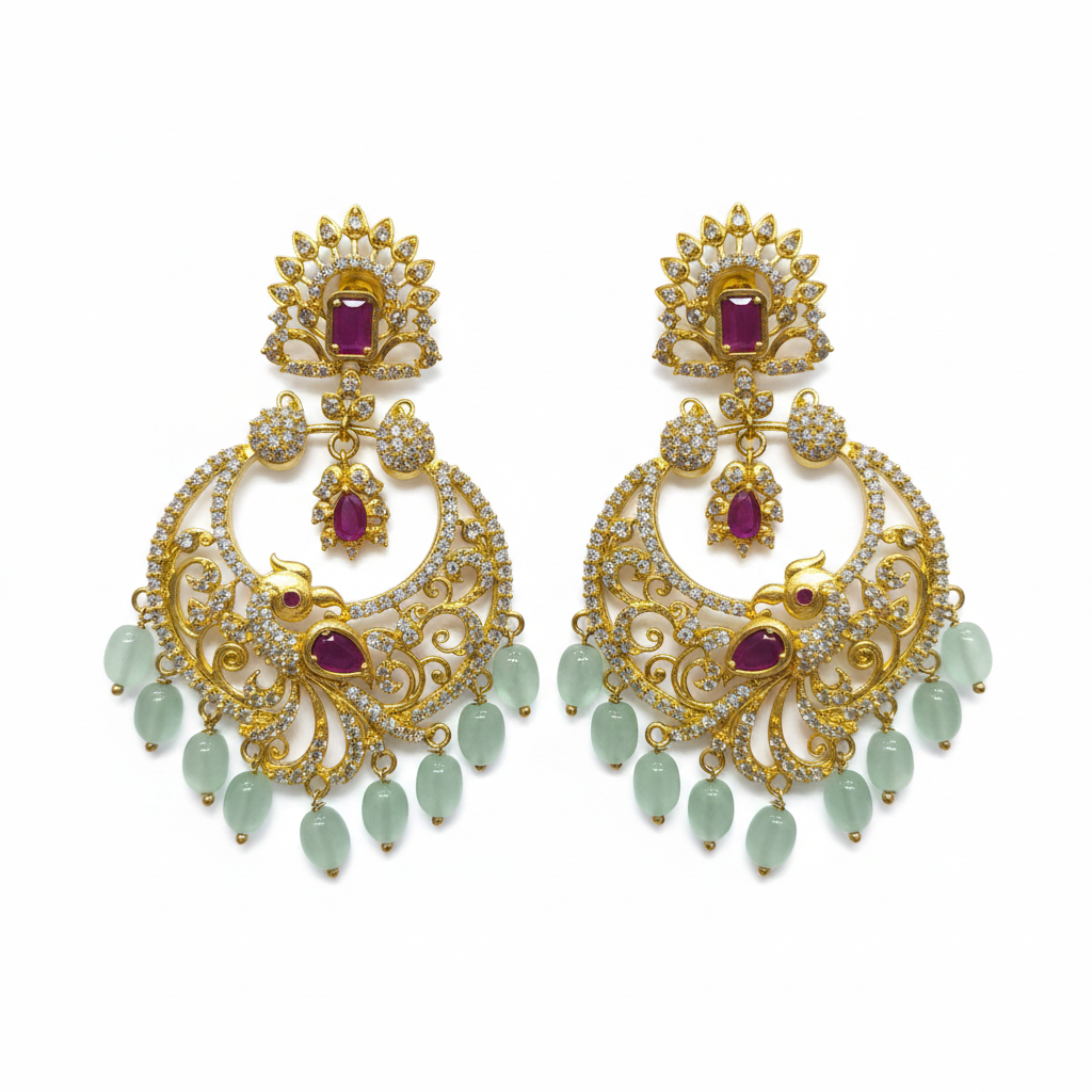Flat Lay - CZ Ruby Chandbali