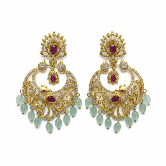 Flat Lay - CZ Ruby Chandbali