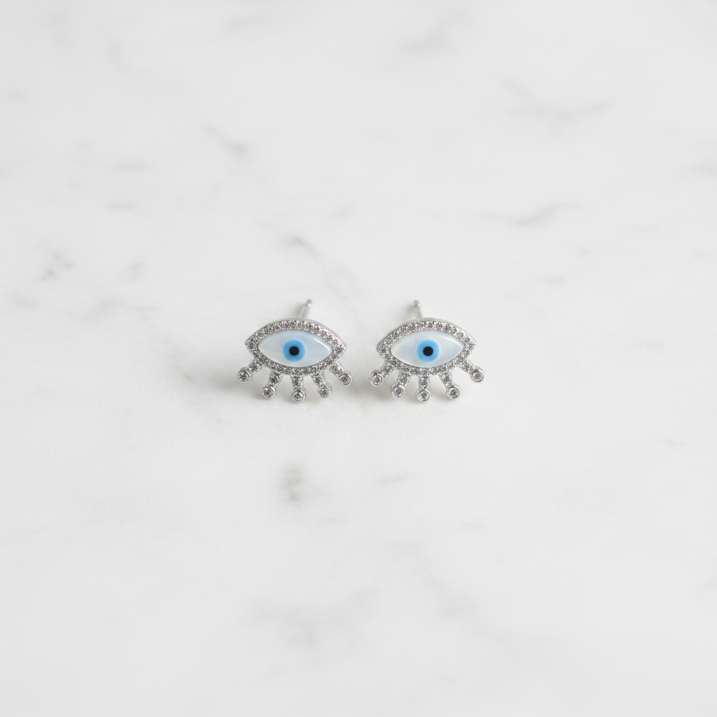 Flat Lay – Evil Eye Earrings
