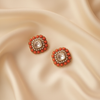 Flat Lay – Kundan Coral Stud Earrings