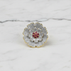 Flat lay of full-bloom CZ flower cocktail ring