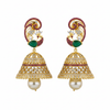 Flat lay of peacock jhumka earrings