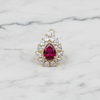 Flat lay of ruby CZ cocktail ring