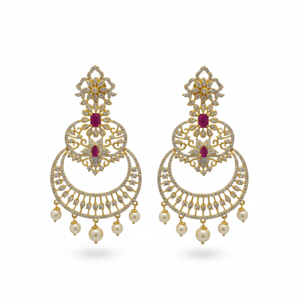 Flat Lay - Ruby Chandbali Earrings