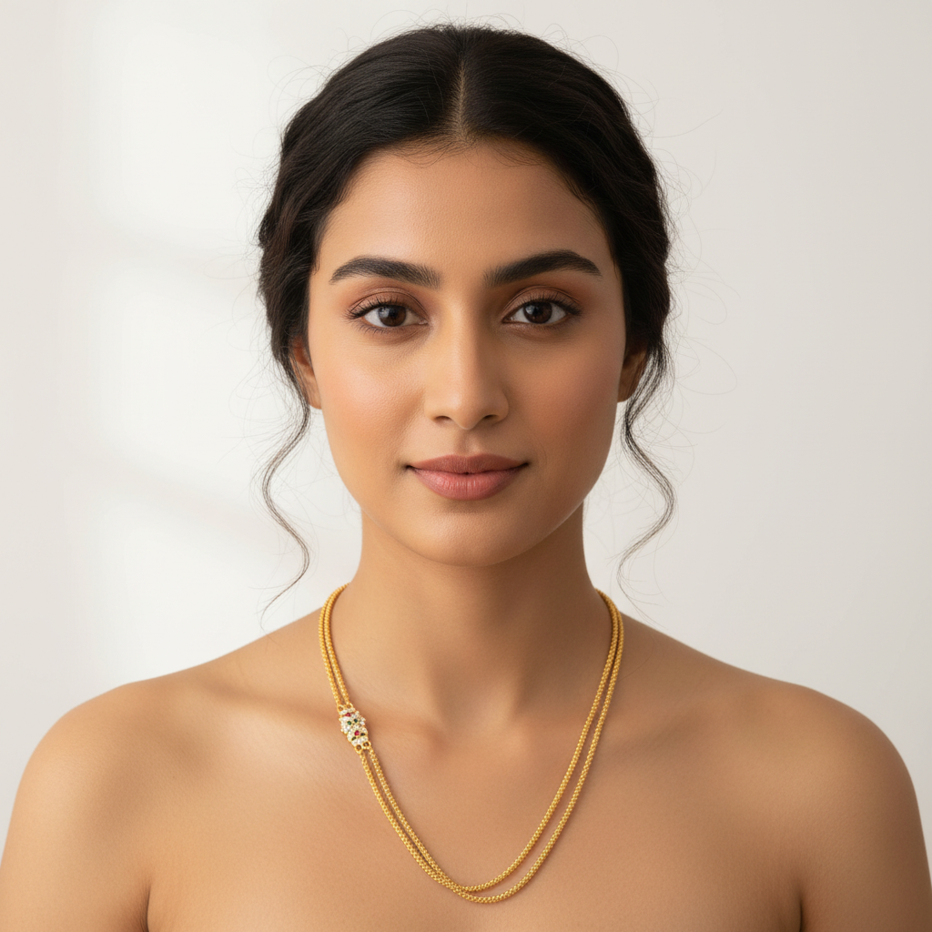 Front-facing model with necklace