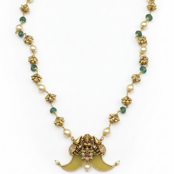 Goddess Laxmi Puligoru Locket - White Background