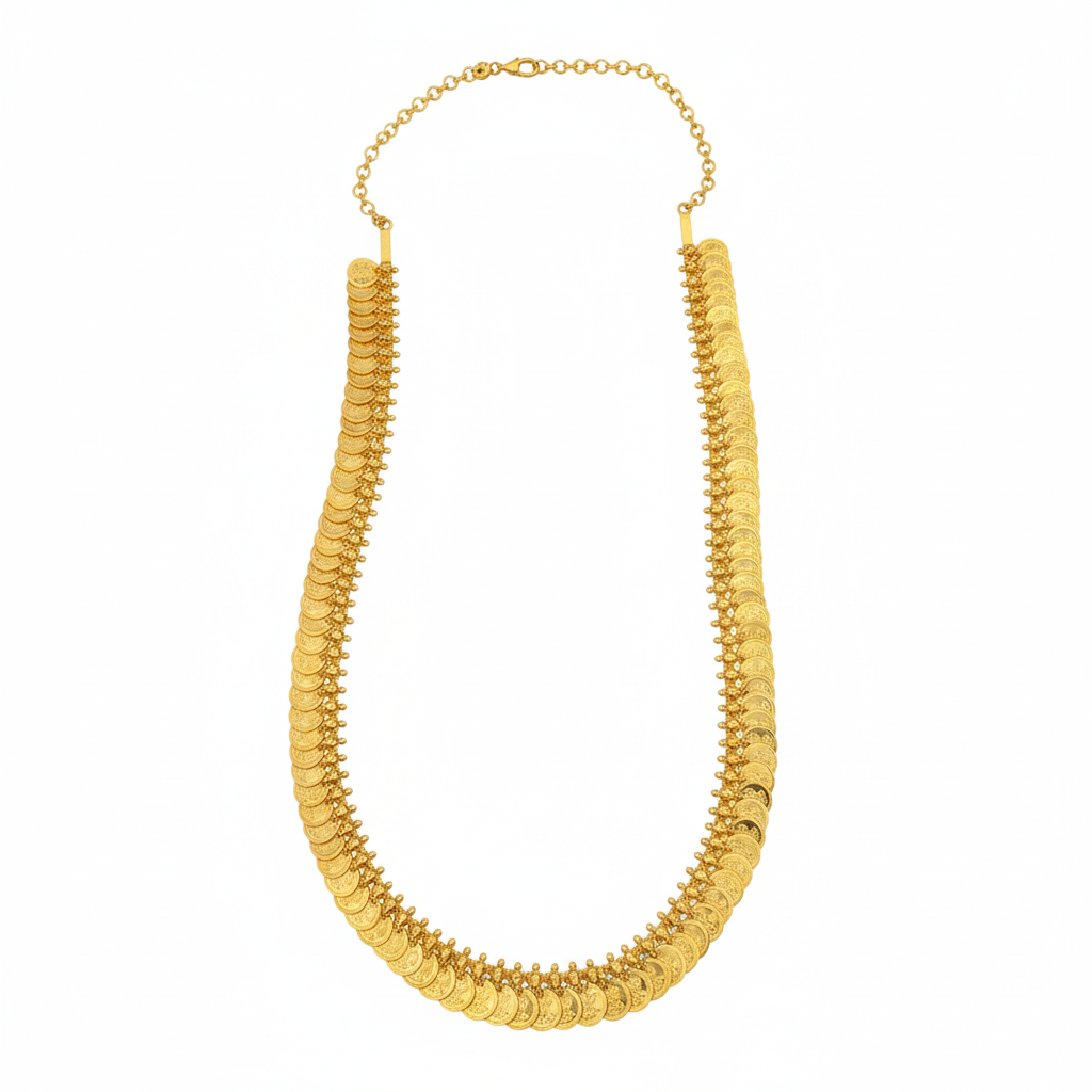 Gold Coin Necklace - White Background